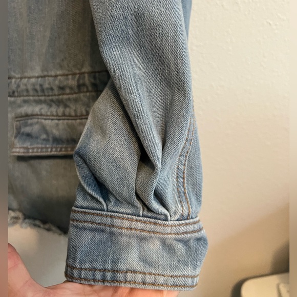 #305 Free People Seize the Day Denim Jacket oversized XS - Picture 7 of 9